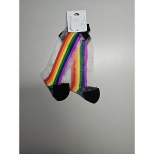 Icing Nylon Rainbow Socks Claires Size 6-11 NEW